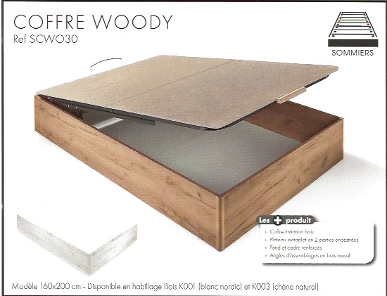 SOMMIER COFFRE WOODY